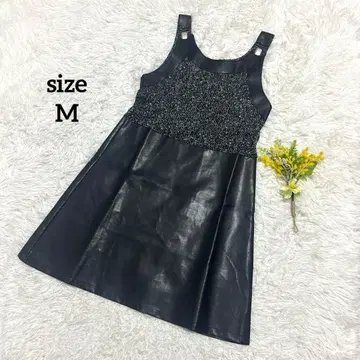 원피스 도킹 가죽 개성있는 Y2K 갸루 빈티지 블랙 M