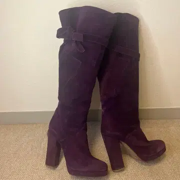 BALLANTYNE 발란타인 퍼플 스웨이드 리본 포함 롱 부츠