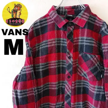 USA 구제 의류 VANS 플란넬 셔츠 M 레드 블랙 체크