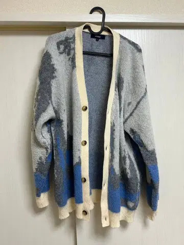 Shaggy L 사이즈 니트 가디건 그레이 파랑