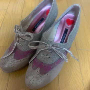 En Punto 베이지 핑크 글리터 신발