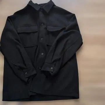 블랙 울 혼방 셔츠 자켓