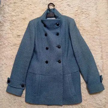 비아지오 블루 미들 기장 스탠드 코트