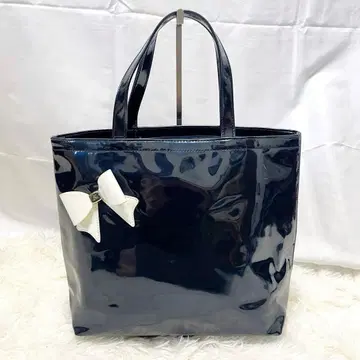 [ 미사용 ] Kitamura 키타무라 에나멜 토트백 리본 네이비