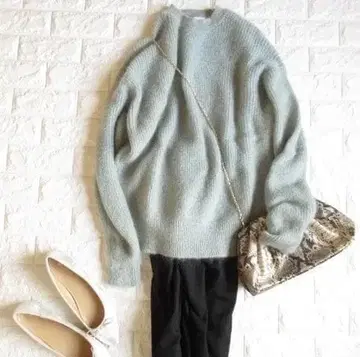 유나이티드 애로우즈 고급 포근한 하찌 짜임 모헤어 니트 탁한 그린