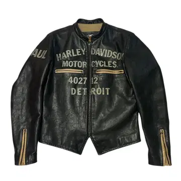 Harley Davidson 블랙 가죽 싱글 라이더 자켓