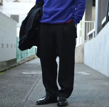 브루나보인 스트라이프 팬츠 블랙 M