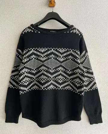 23구 캐시미어 혼방 기하학 패턴 페어아일 패턴 니트 풀오버