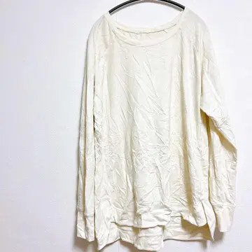 아이보리 라운드넥 긴팔 티셔츠 롱티 화이트