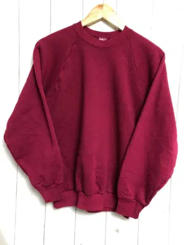 90s USA제 프룻 오브 더 룸 무지 맨투맨 L 크림슨 s46