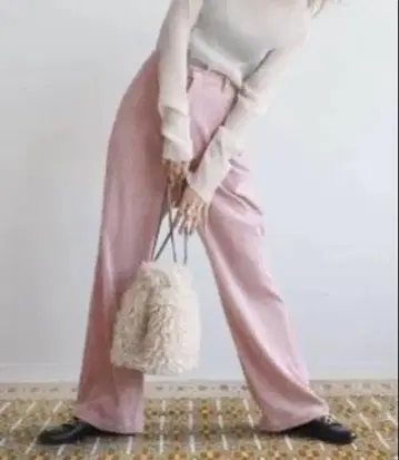 SLOBE citron 핑크 코듀로이 와이드 팬츠