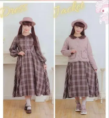 아오키 미사코 2L 원피스 브라운 마이멜로디 체크 산리오 콜라보 시마무라