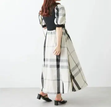 NICE CLAUP 골지 메모리 체크 원피스