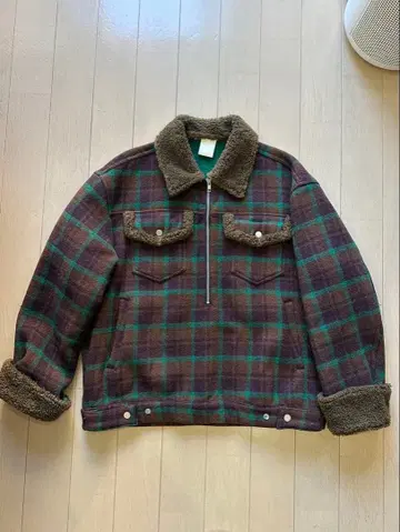 Conp 21AW Plaid jacket 체크 무늬 플리스 옷깃 자켓