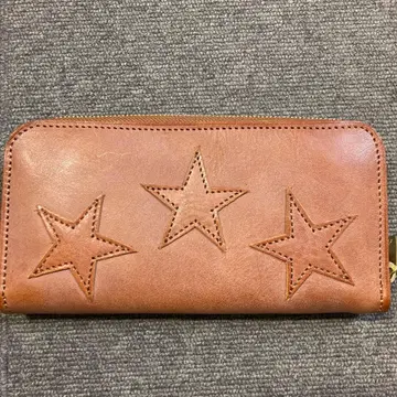 [ TMT ] 가죽 장지갑 별 모양 엠보싱 브라운