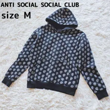 ANTI SOCIAL SOCIAL CLUB 로고 올 패턴 후드티 M 블랙