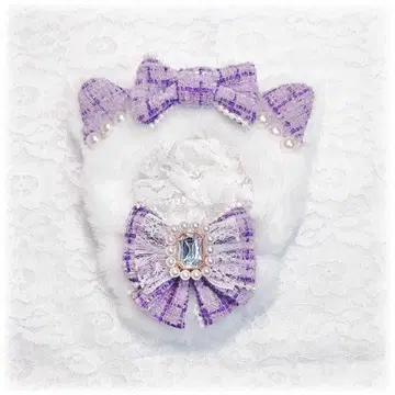 봉제 인형 의류 10cm~11cm 보라색 트위드 고양이 귀