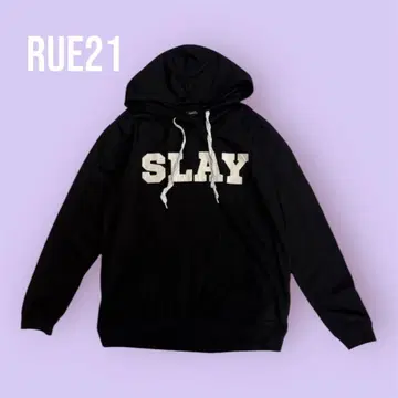 rue21 프린트 블랙 후드티 L 사이즈 풀오버 속기모 A530