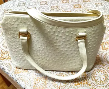 아이보리 엠보싱 가공 핸드백 & 동일 컬러 지갑 세트