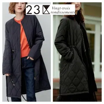 고품질 23구 발수 가공 충전솜 롱 패딩 퀼팅 코트 38 M