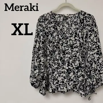 새상품급 Meraki [ XL ] 꽃무늬 V넥 긴팔 셔츠