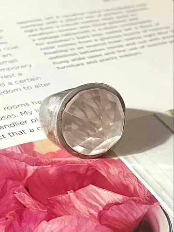 [ 무료배송 새상품급 ] H.P.FRANCE 로즈쿼츠 반지 7호 실버