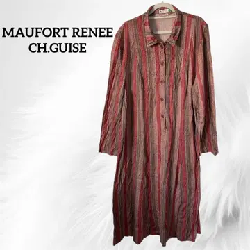 MAUFORT REMEE 긴팔 셔츠 빨간색 베이지 스트라이프 셔츠 원피스