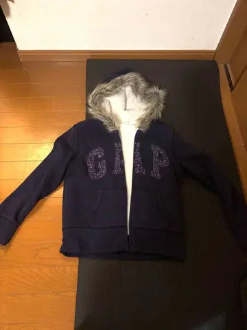 GAP 후드 부착 퍼 후드티 네이비