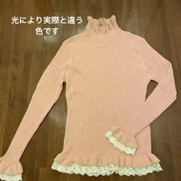 갤러리 비스콘티 핑크 리브 하이넥 스웨터 사이즈 2