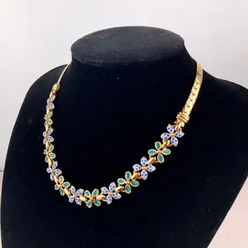 새상품급 스와로브스키 목걸이 플라워 골드 멀티 컬러