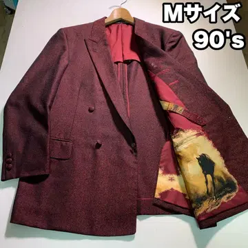와인 레드 더블 브레스트 자켓 빈티지 의상 테일러드 M 사이즈