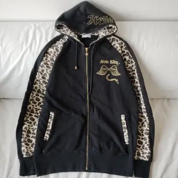 Y2K 헤이세이 레트로 키티 지퍼 후드티 블랙/골드