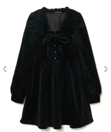 리본 포함 블랙 벨벳 원피스