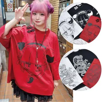 볼칸 & 아프로디테 차이나 GIRL 스티치 레드 서브컬쳐 지뢰계