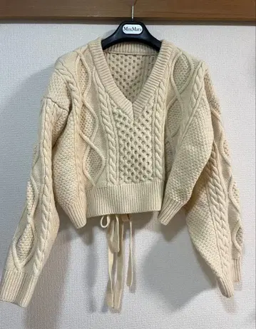 AMERI 아메리 케이블 니트 아이보리 스웨터 뜨개질 프리 사이즈