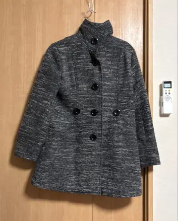 그레이 계열 울 혼방 더블 브레스트 코트