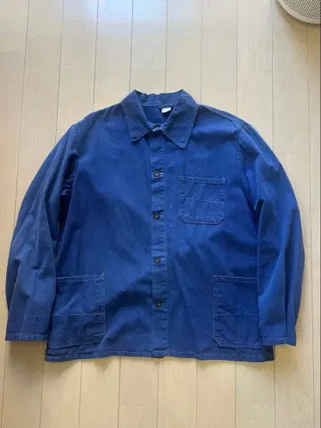 빈티지 파랑 프렌치 워크 셔츠 커버올 블루