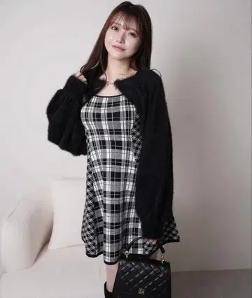 LIP SERVICE 페더 체크 앙상블 원피스