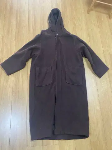 퍼블릭 도쿄 브라운 후드 부착 롱 코트