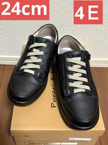 아킬레스 솔보 (24.0cm) 넓은 폭 4E 가죽 스니커즈 블랙