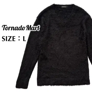 Tornado Mart 토네이도 마트 샤기 니트 블랙 V넥
