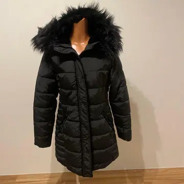 여성용 후드 부착 퍼 다운