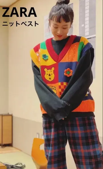 ZARA 푸우 니트 베스트 S