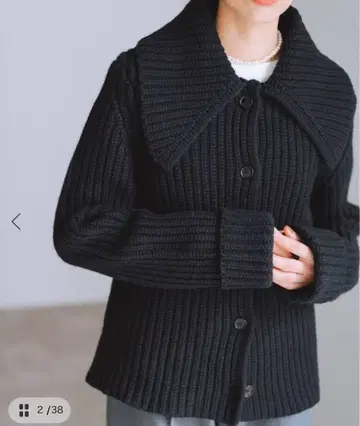 미사용 IENABLACK 빅 칼라 가디건