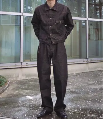 Noen 데님 자켓 1st 신치 벨트 청바지 블랙 L 셋업