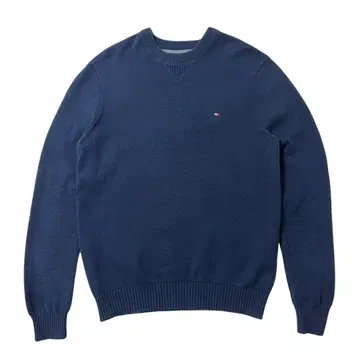 타미힐피거 코튼 니트 스웨터 네이비 자수 캐주얼 구제 의류