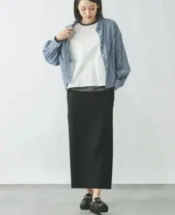 스트라이프 오버 사이즈 셔츠