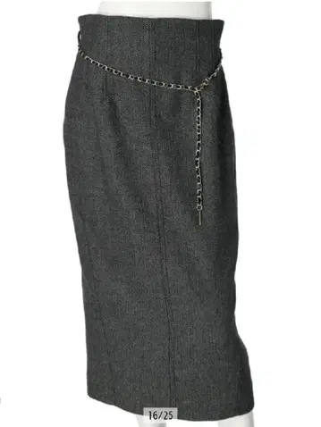 저스길리티 체인 벨트 타이츠 스커트 트위드 그레이