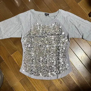 시갈 긴팔 스팽글 티셔츠