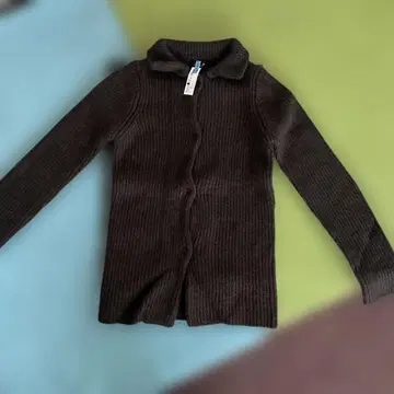 pas de calais 다크 브라운 니트 가디건 긴팔